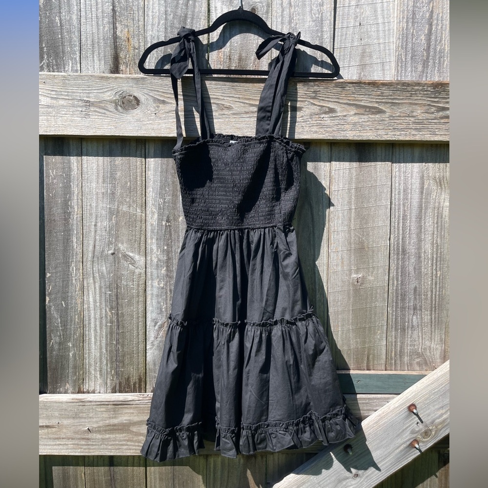 HYFVE Black Midi Dress with Tie Straps Size L